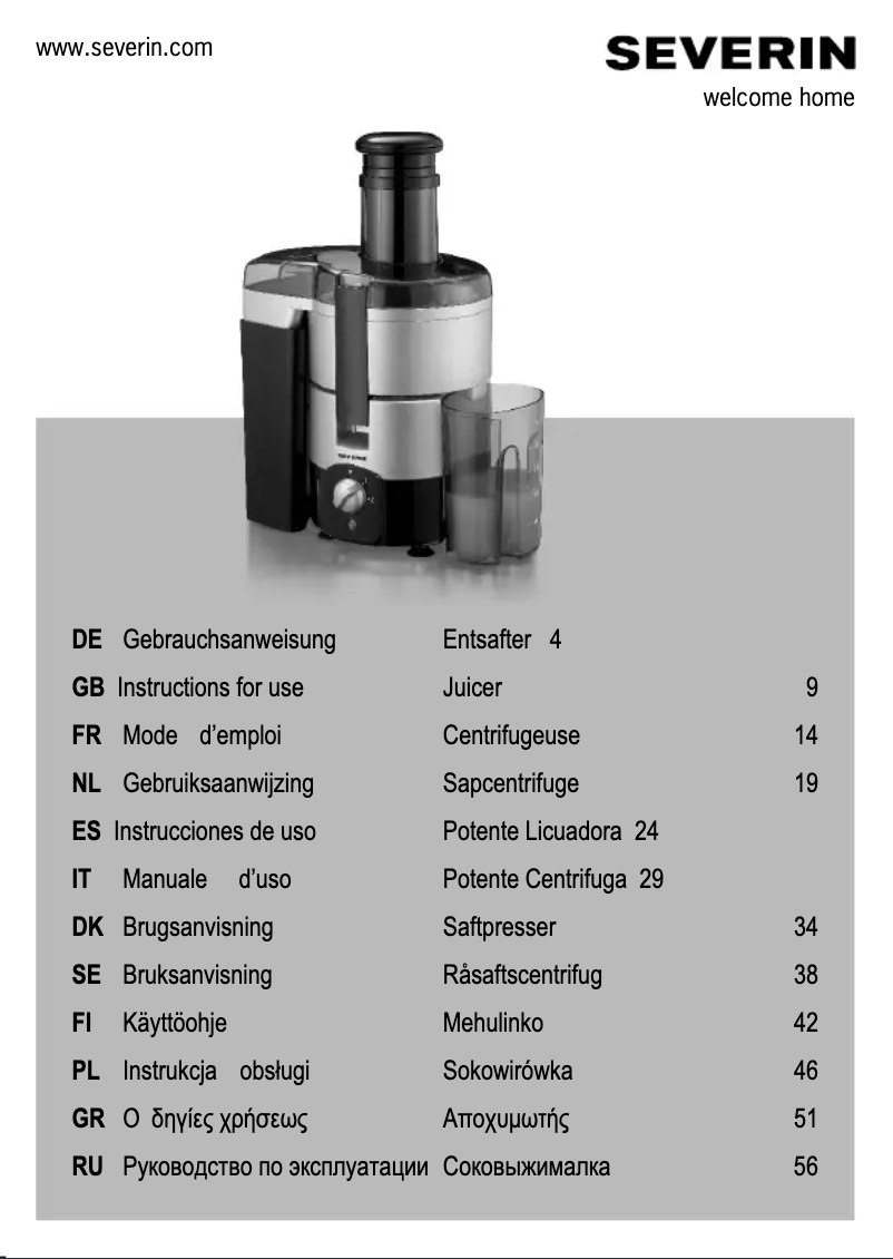 Page n°1 - Manuel utilisateur Severin ES 3559
