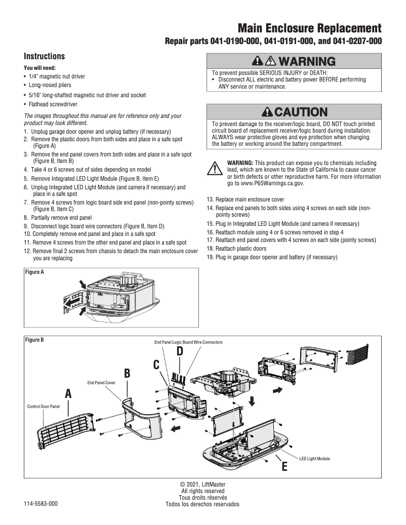 Page n°1 - Manuel utilisateur Chamberlain 041-0191-000