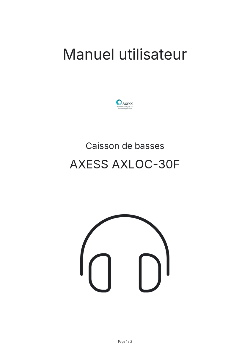 Image de la première page du manuel de l'appareil AXLOC-30F