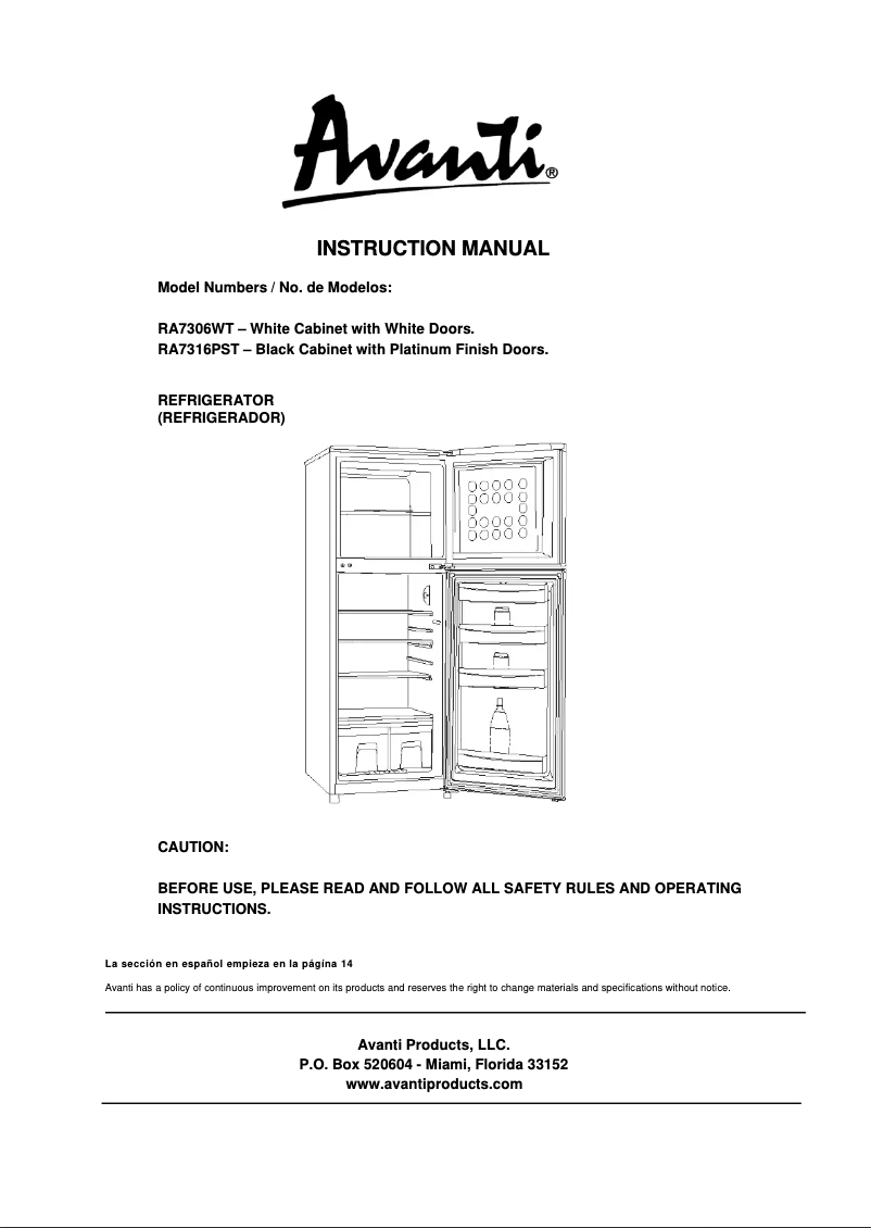 Page n°1 - Manuel utilisateur Magic Cool MCR74V0W