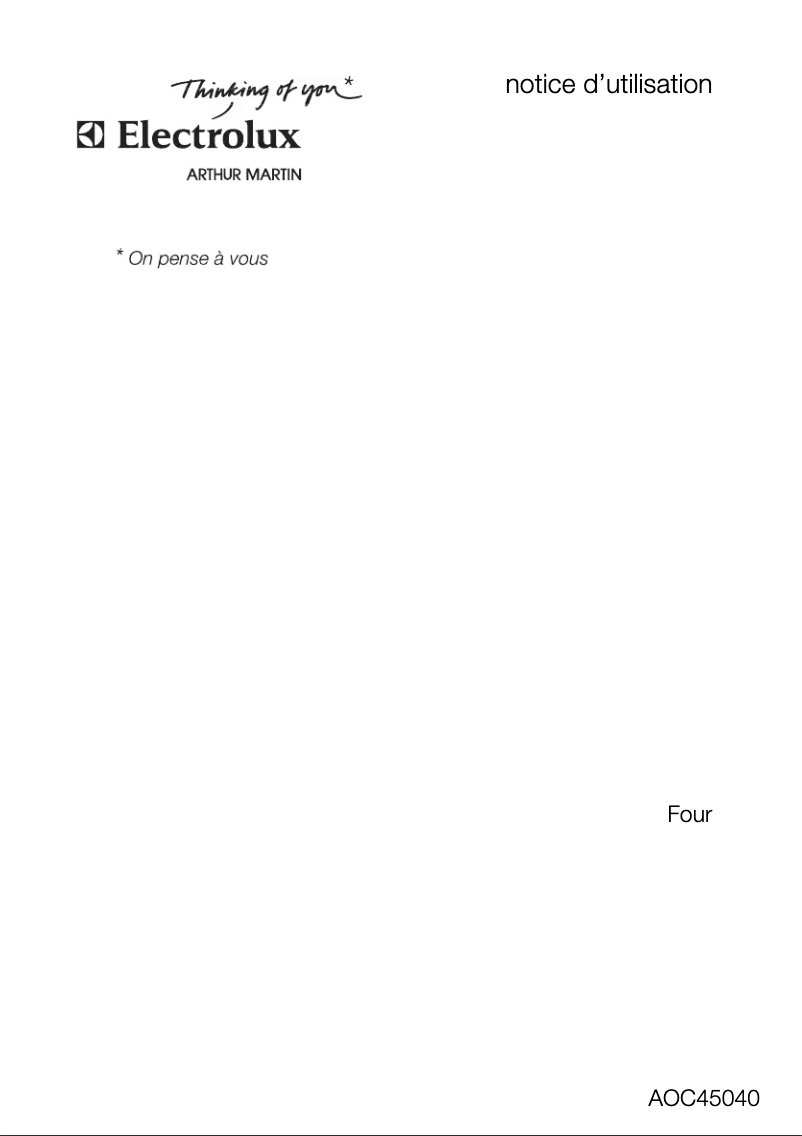 Page n°1 - Manuel utilisateur Arthur Martin-Electrolux AOC 45040 X