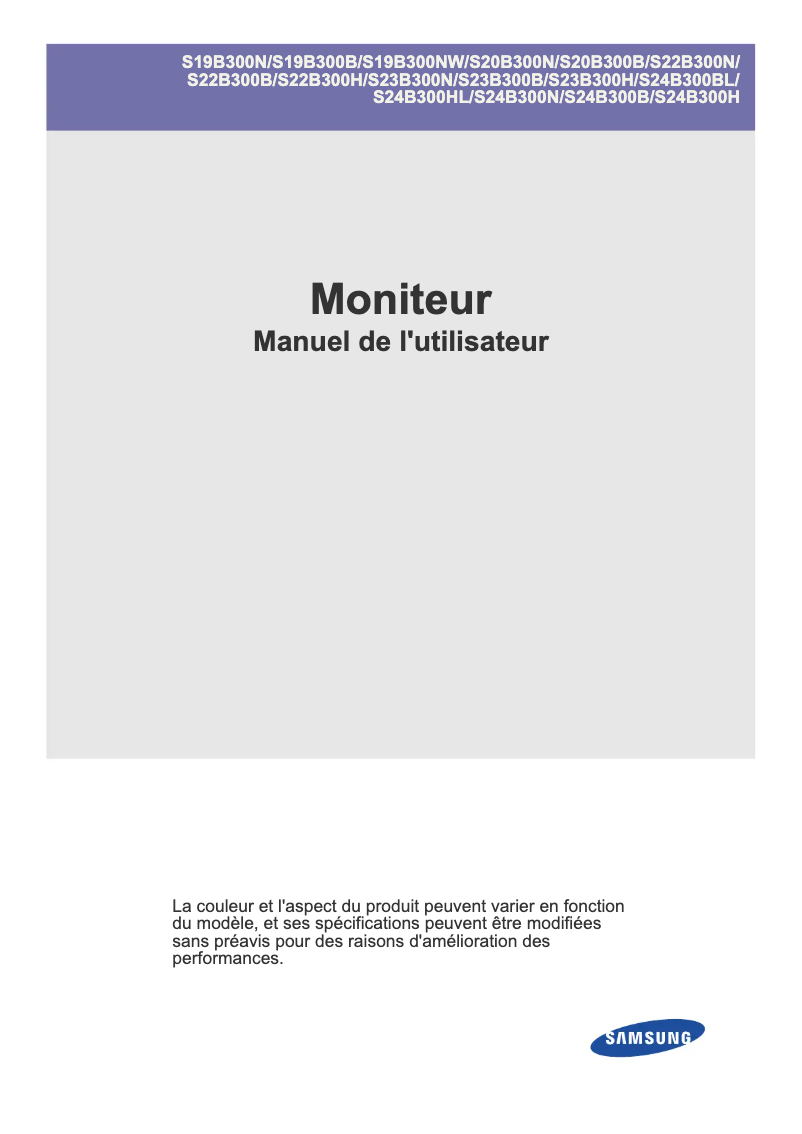Page 1 de la notice Manuel utilisateur Samsung SyncMaster S23B300N