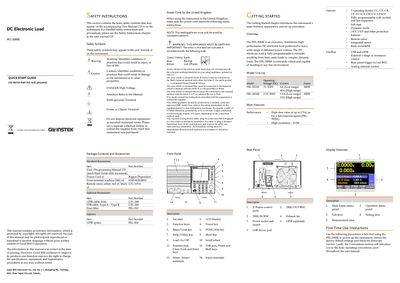 Image de la première page du manuel de l'appareil PEL-3032E