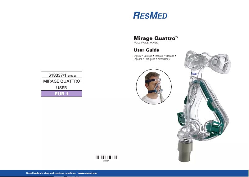 Page 1 de la notice Manuel utilisateur ResMed Mirage Quattro