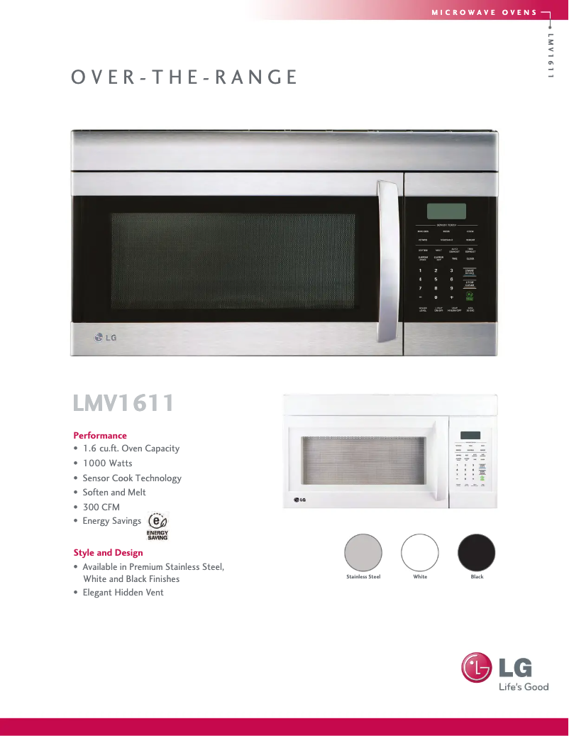 Page n°1 - Fiche technique LG LMV1611SW