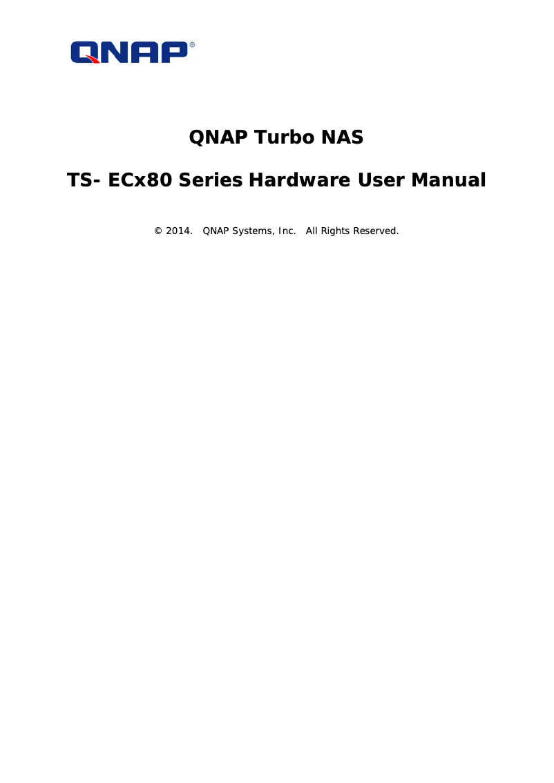 Page n°1 - Manuel utilisateur QNAP TS-EC2480