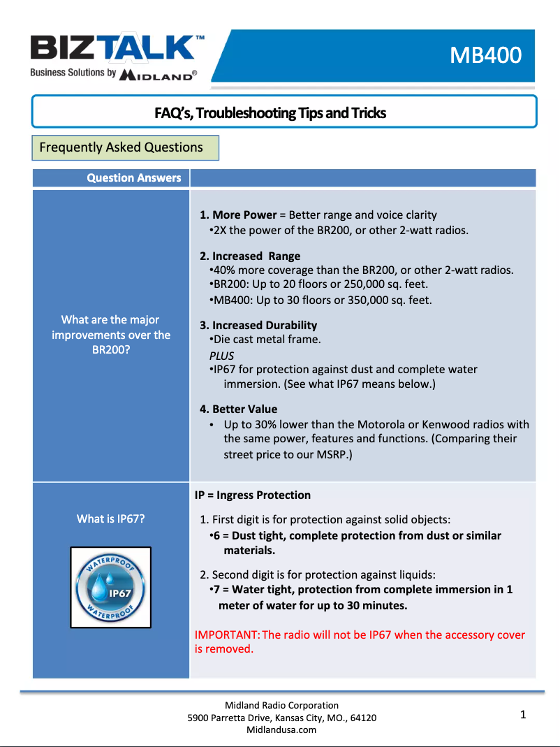 Image de la première page du manuel de l'appareil BizTalk MB400