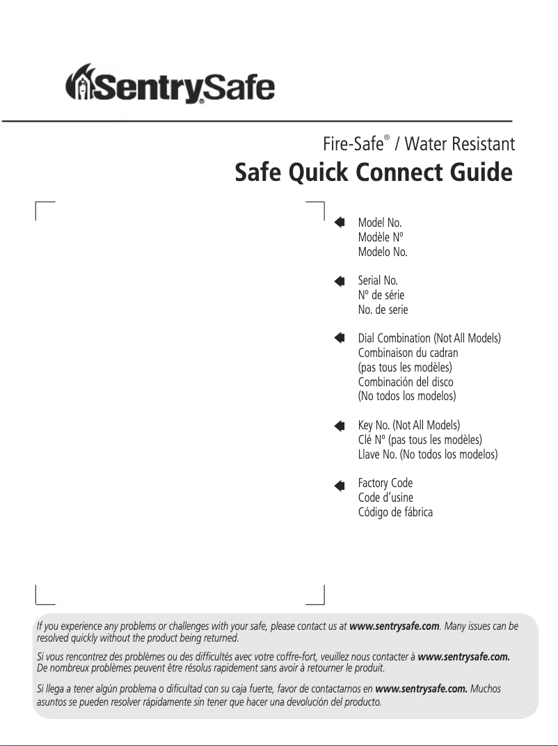 Page n°1 - Manuel utilisateur SentrySafe QE5541