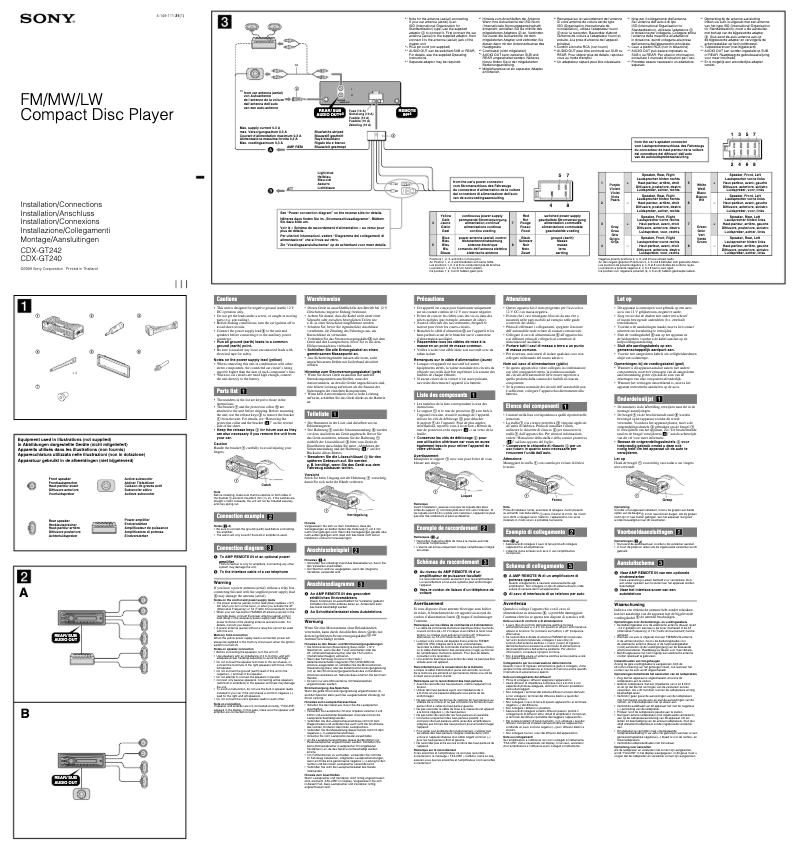 Page n°1 - Guide d'installation Sony CDX-GT242