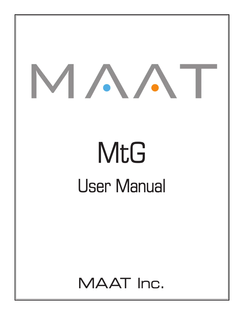 Page n°1 - Manuel utilisateur MAAT MtG