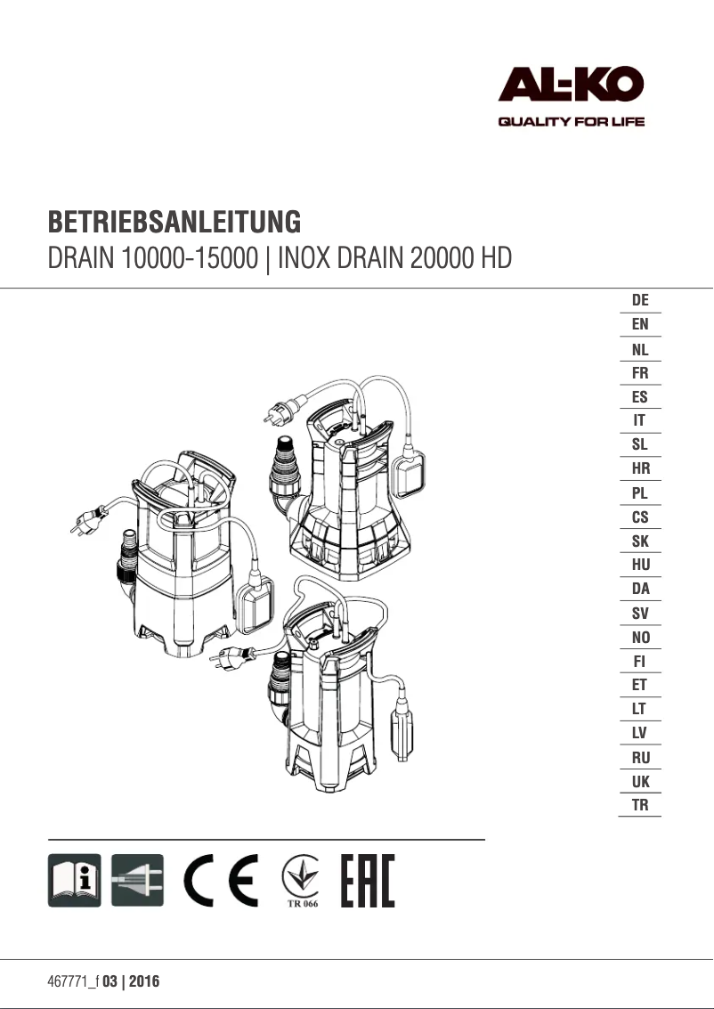 Page n°1 - Manuel utilisateur AL-KO Drain 12000 Comfort