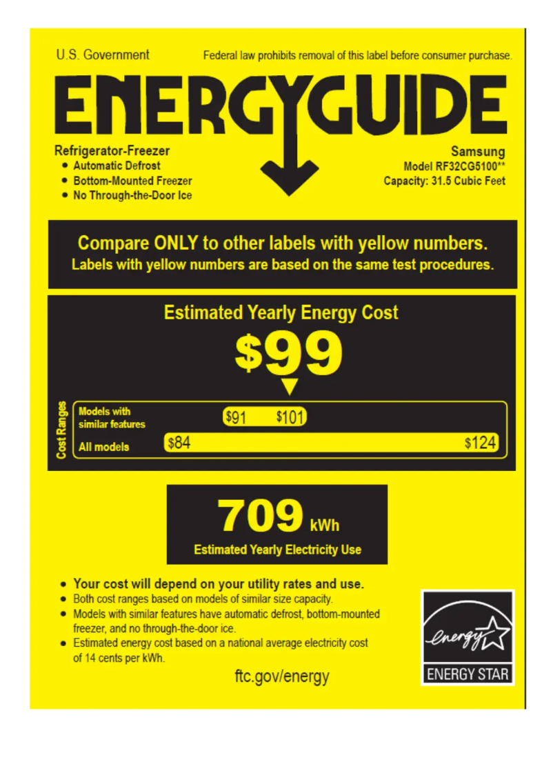Page 1 de la notice Label énergétique Samsung RF32CG5100SR