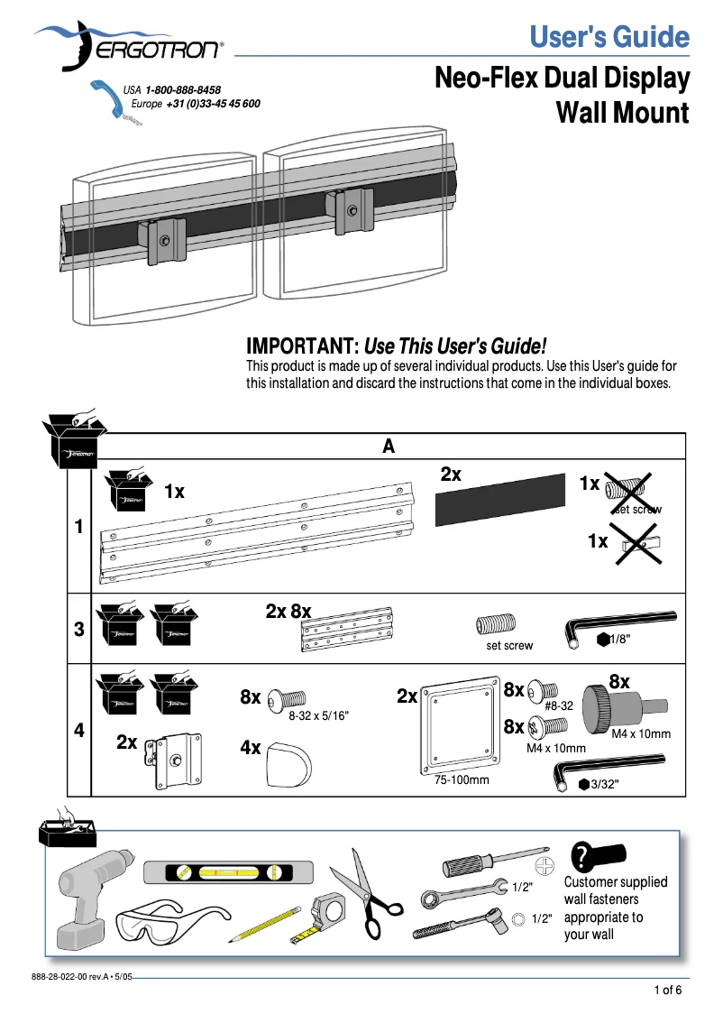 Page n°1 - Manuel utilisateur Ergotron Neo-Flex