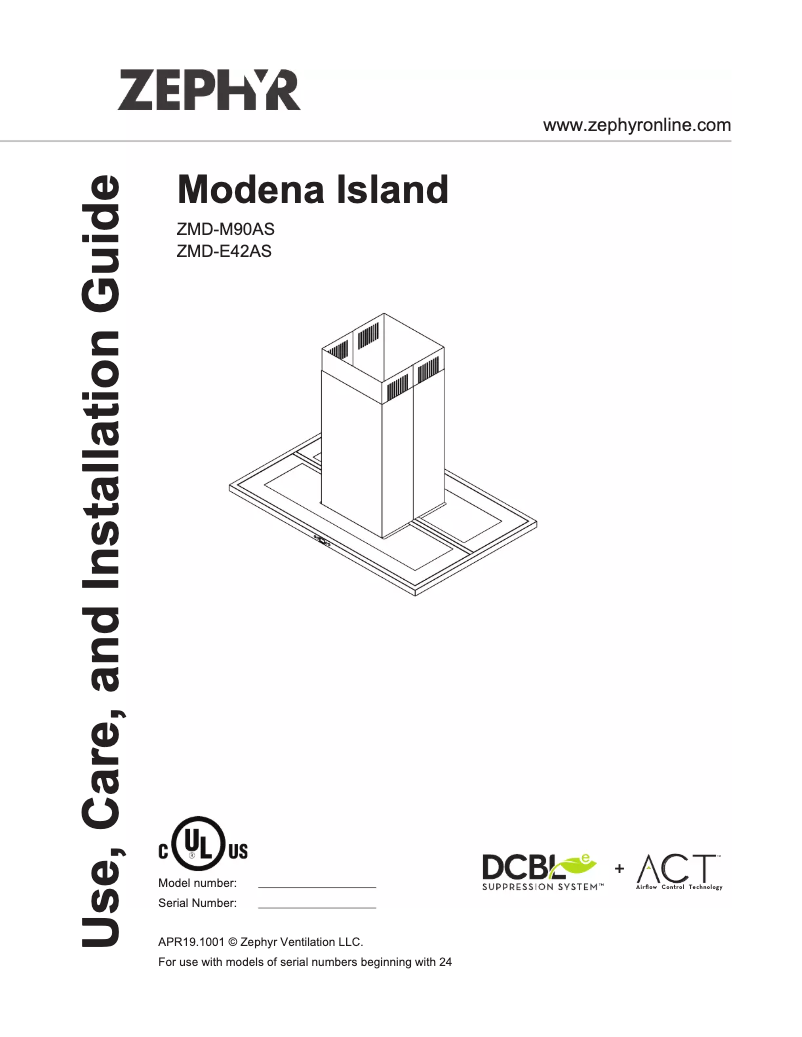 Page 1 de la notice Guide d'installation Zephyr ZMDM90AS