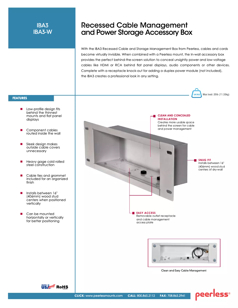 Page 1 de la notice Manuel utilisateur Peerless-AV IBA3