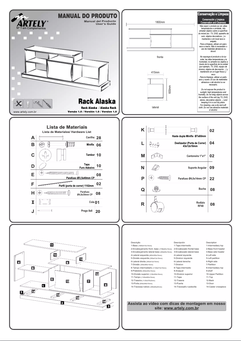 Page n°1 - Manuel utilisateur Artely Rack Alaska
