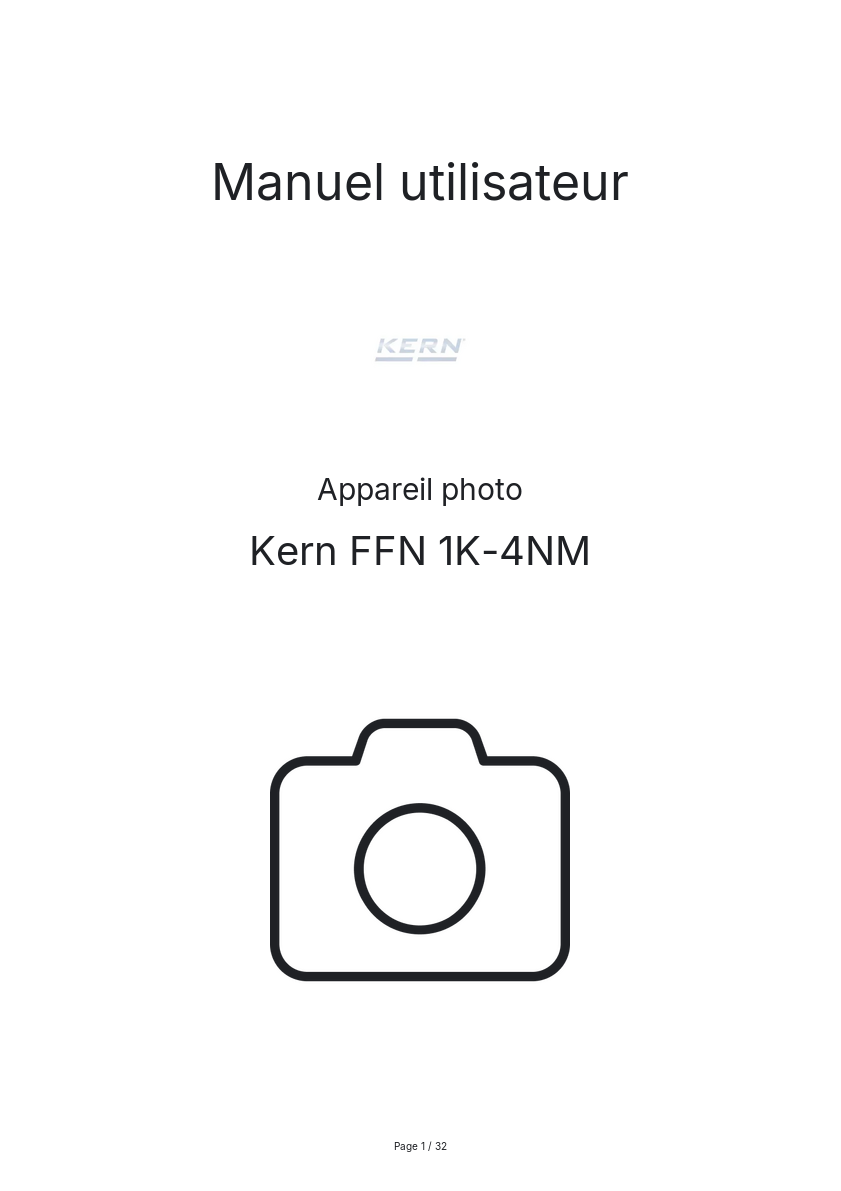 Image de la première page du manuel de l'appareil FFN 1K-4NM