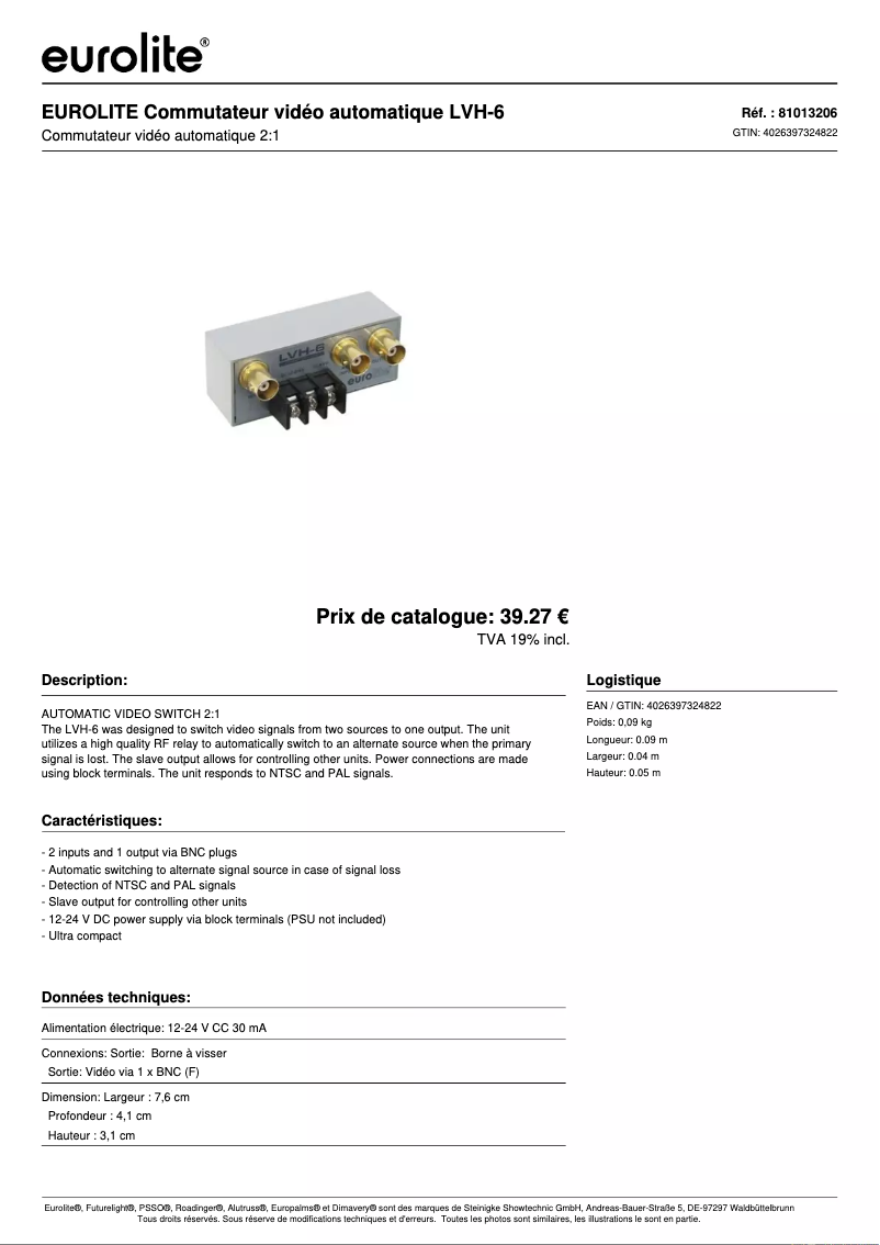 Image de la première page du manuel de l'appareil LVH-6