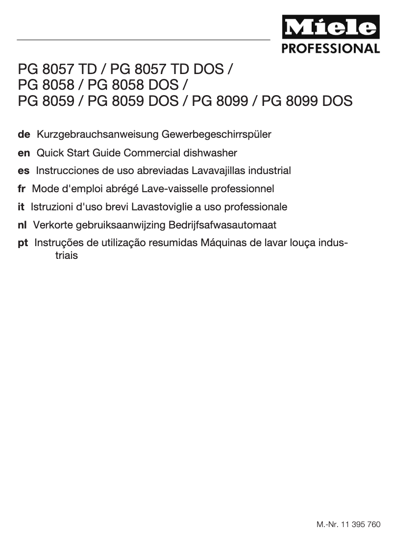 Page n°1 - Manuel utilisateur Miele PG 8099 U