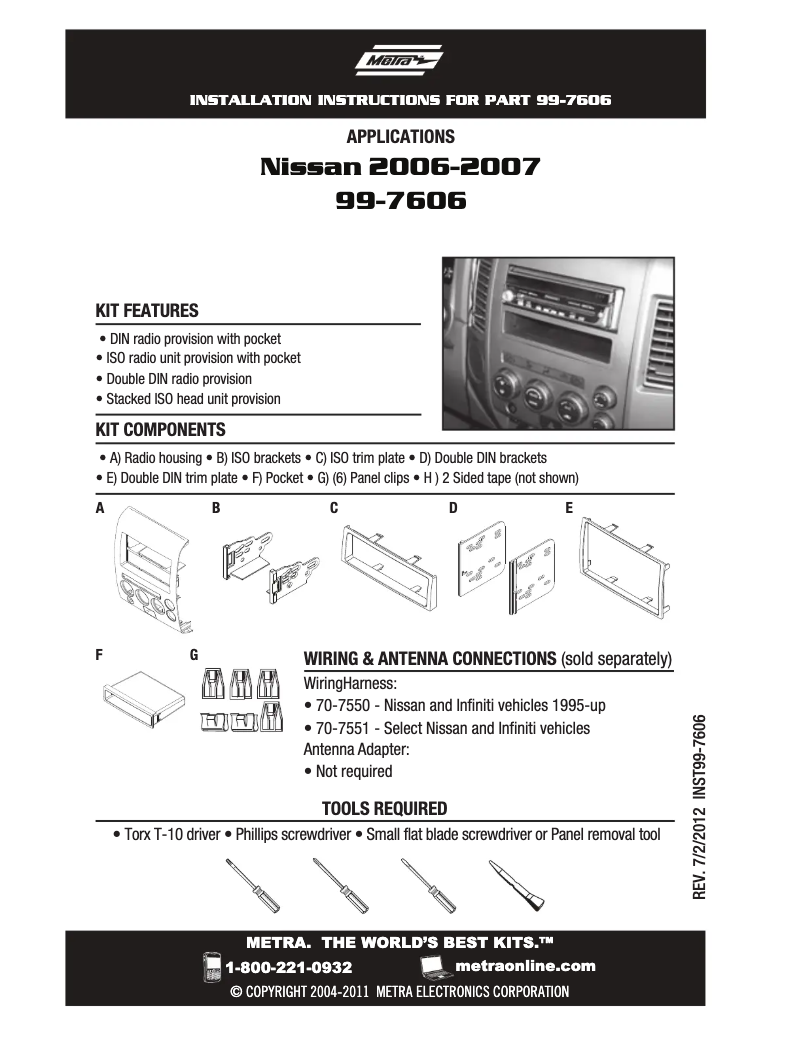 Page n°1 - Manuel utilisateur Metra 99-7606