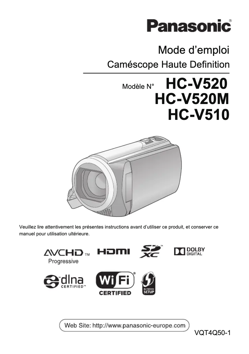 Image de la première page du manuel de l'appareil HC-V510