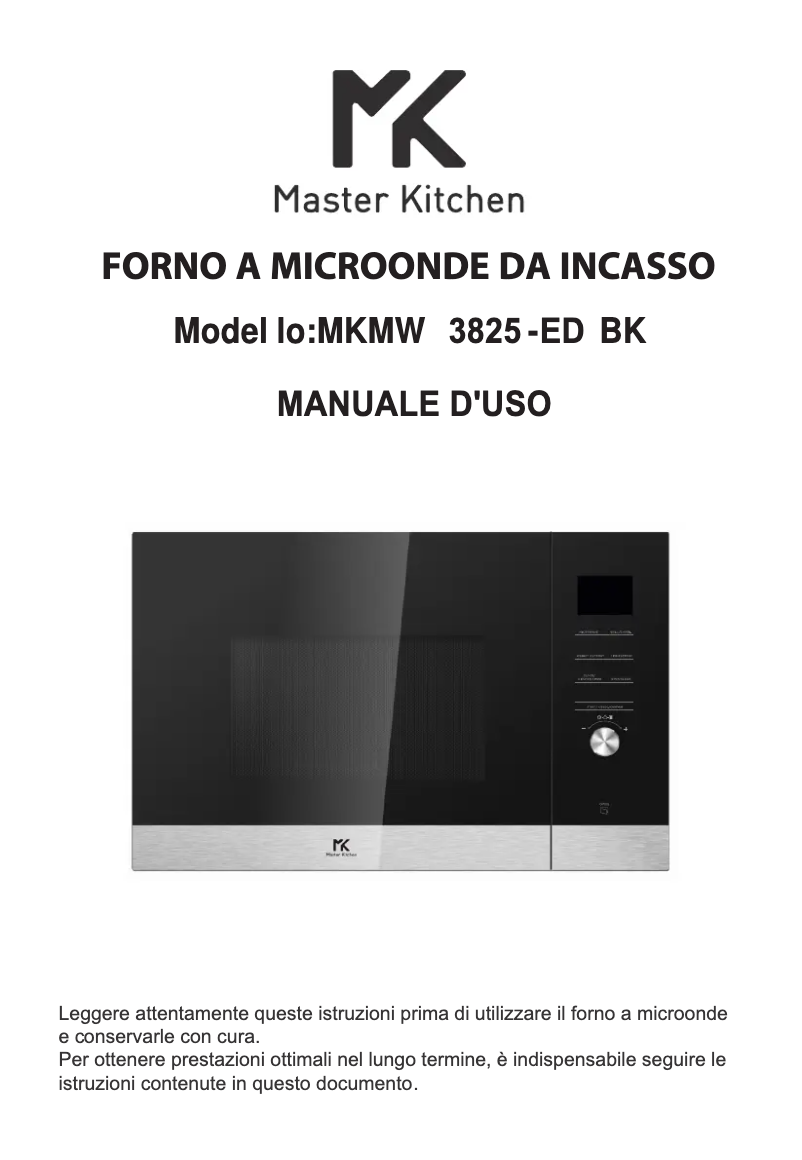 Page n°1 - Manuel utilisateur Master Kitchen MKMW 3825-ED BK