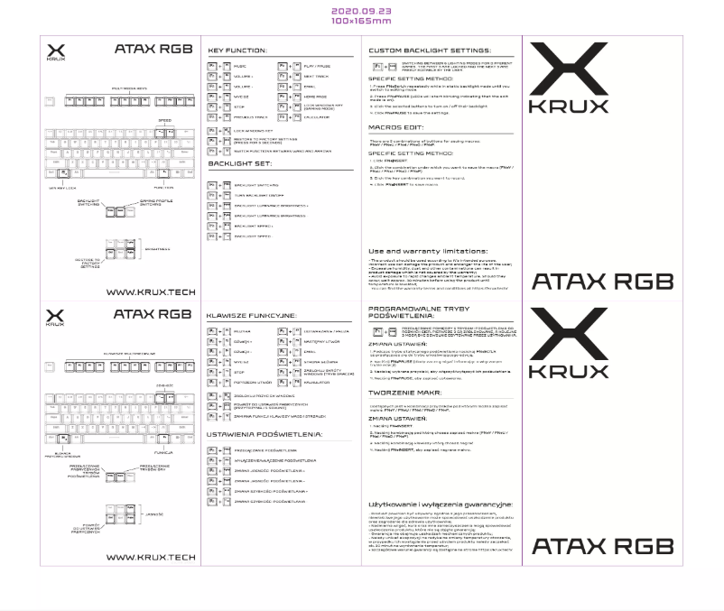 Page n°1 - Manuel utilisateur KRUX Atax RGB KRX0041