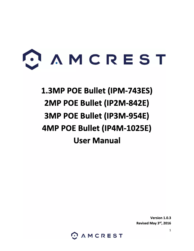 Page n°1 - Manuel utilisateur Amcrest IP3M-954EW