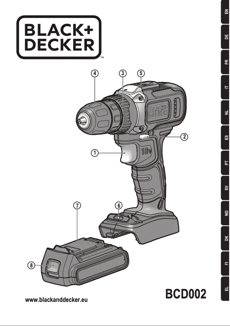 Page 1 de la notice Manuel utilisateur Black & Decker BCD002