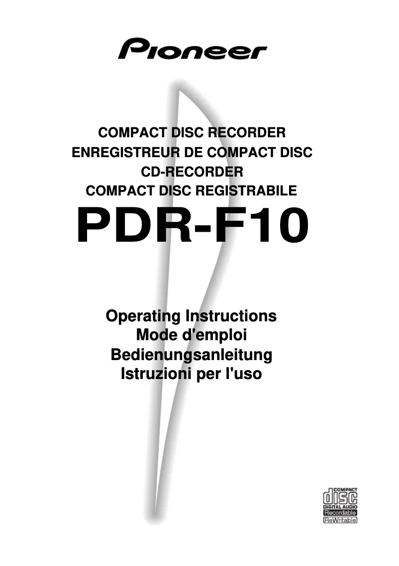 Image de la première page du manuel de l'appareil PDR-F10