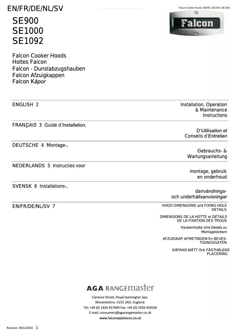 Page 1 de la notice Manuel utilisateur Falcon FHDSE 1000