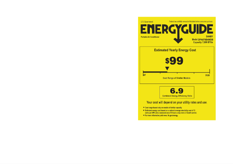 Página 1 del manual Etiqueta energética Danby DPA070B4WDB