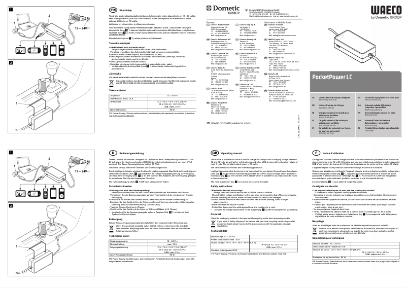 Page 1 of the manual User Manual Waeco PocketPower LC