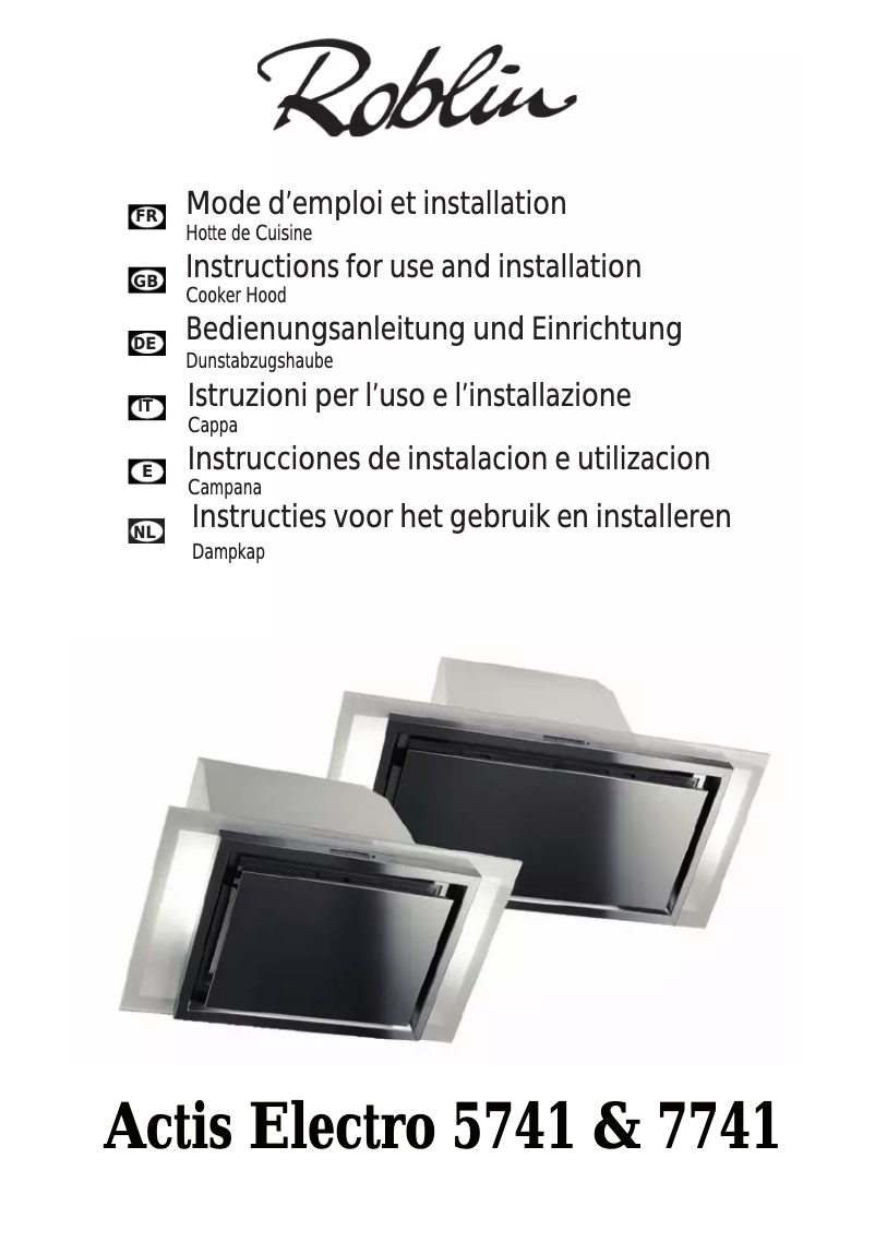 Page 1 de la notice Manuel utilisateur Roblin Actis/2 Pro 5741 Electro