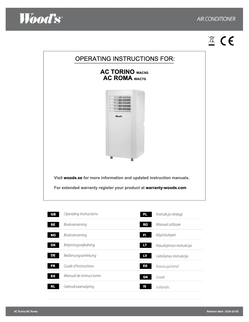 Image de la première page du manuel de l'appareil AC Roma