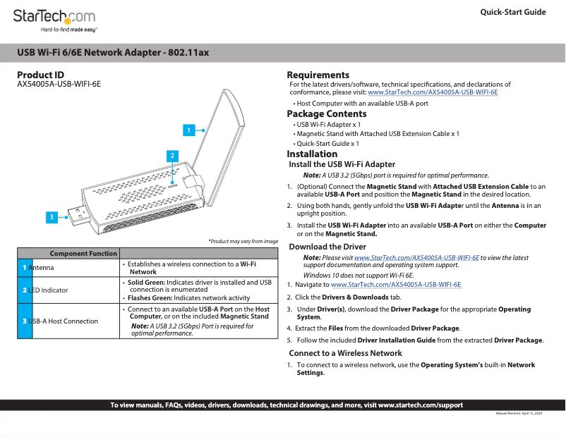 Image de la première page du manuel de l'appareil AX54005A-USB-WIFI-6E