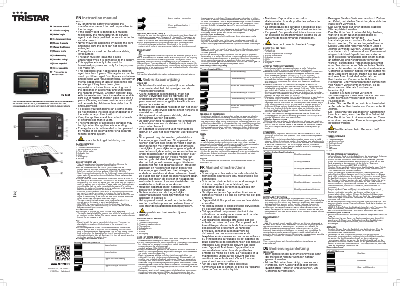 Page n°1 - Manuel utilisateur TriStar OV-3625