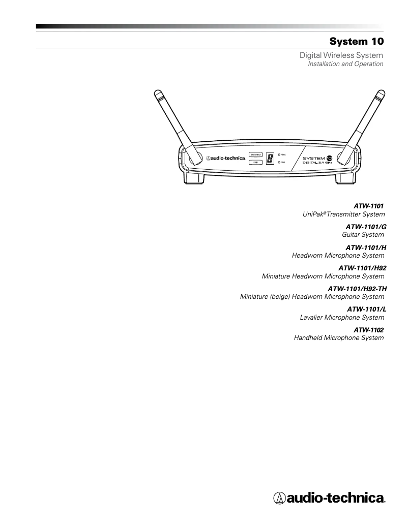 Page 1 of the manual User Manual Audio-Technica ATW-1102