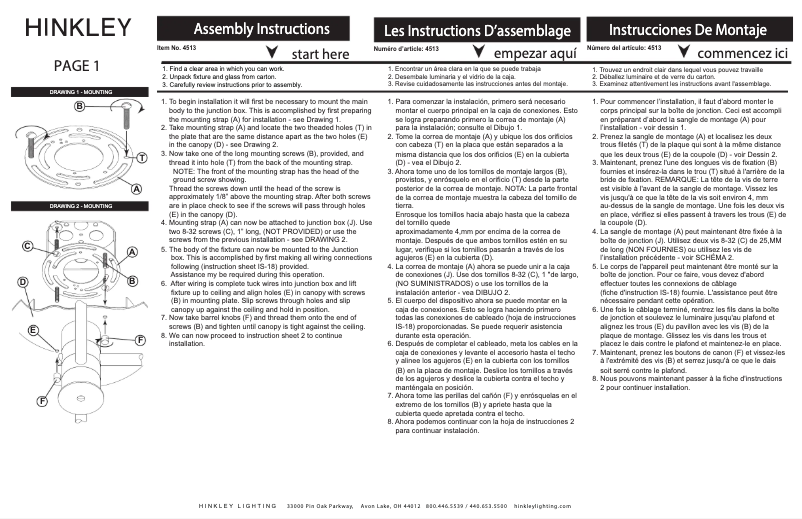 Page n°1 - Manuel utilisateur Hinkley Lighting Axel 4513BK