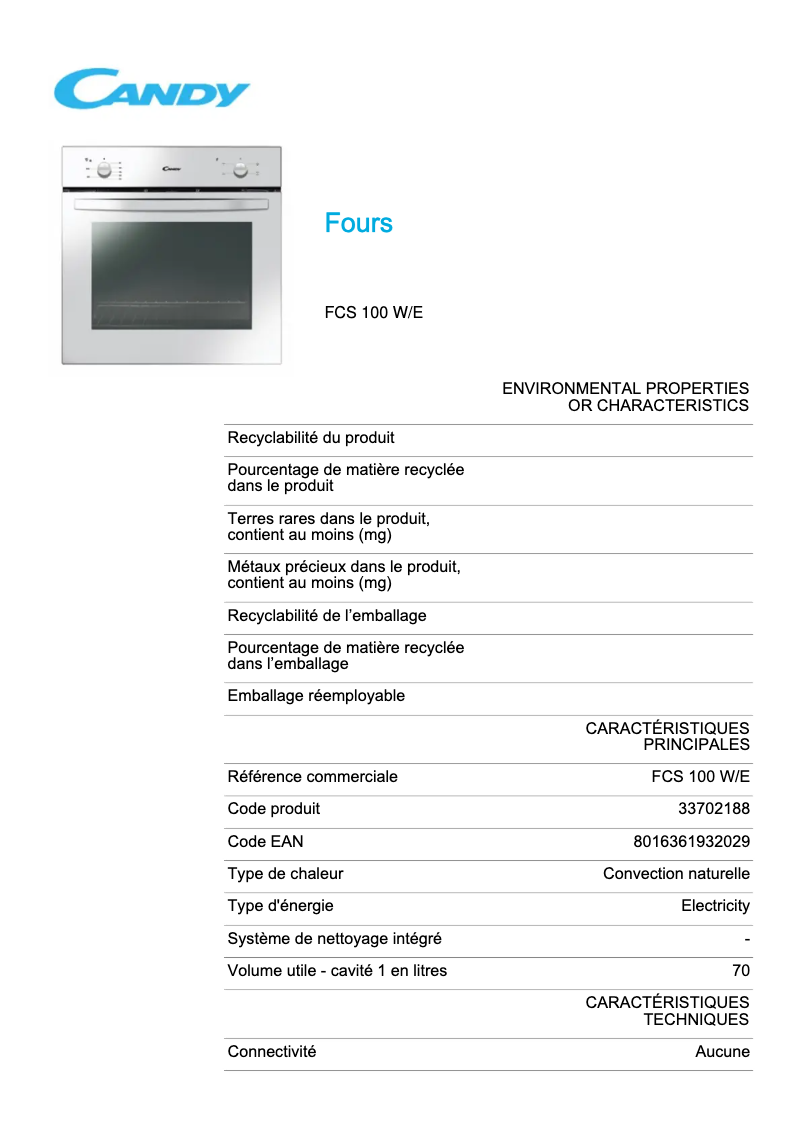 Image de la première page du manuel de l'appareil FCS 100 W/E