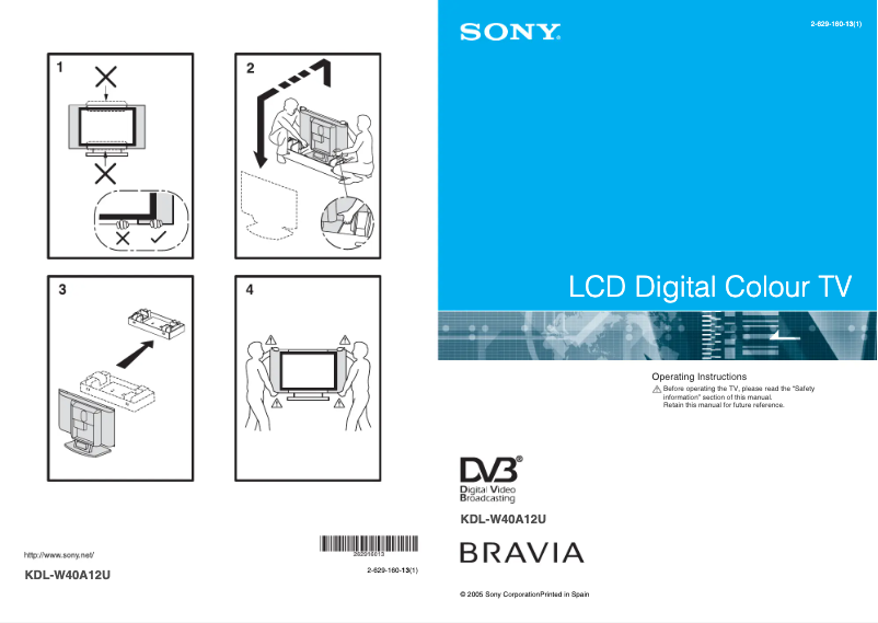 Page 1 de la notice Manuel utilisateur Sony Bravia KDL-W40A12U
