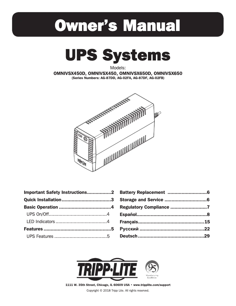 Page n°1 - Manuel utilisateur Tripp Lite OMNIVSX650D
