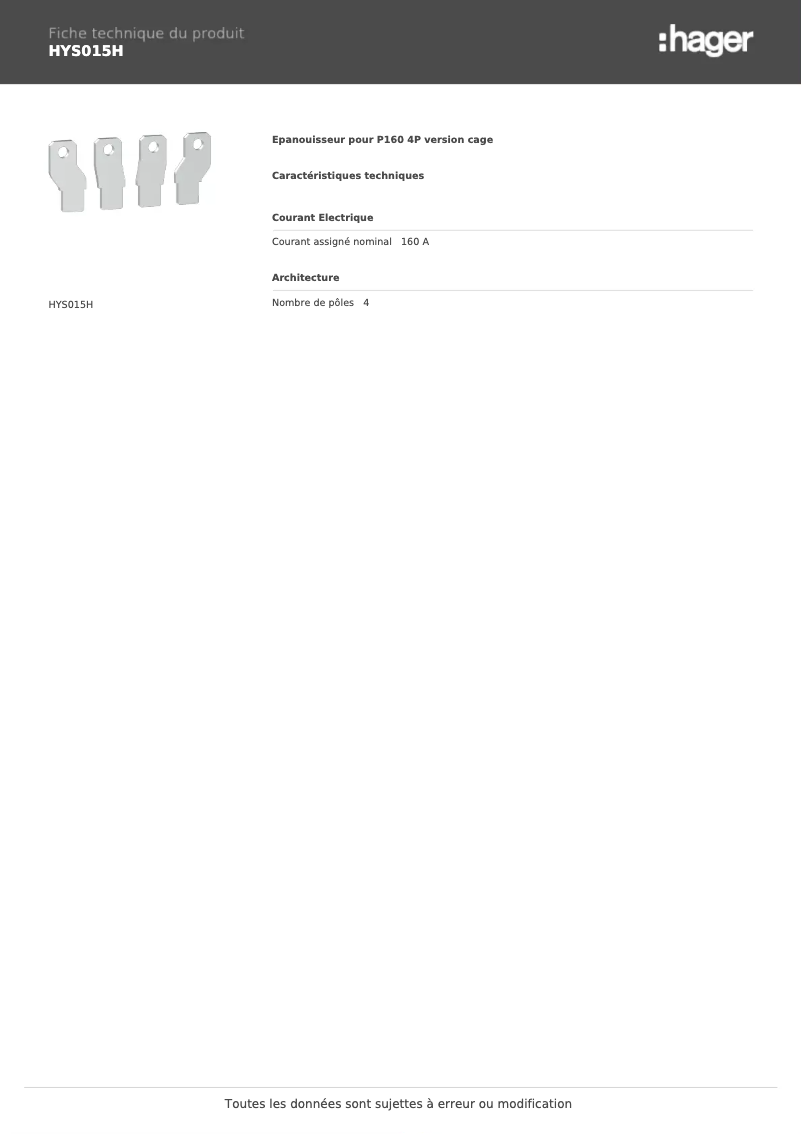 Image de la première page du manuel de l'appareil HYS015H