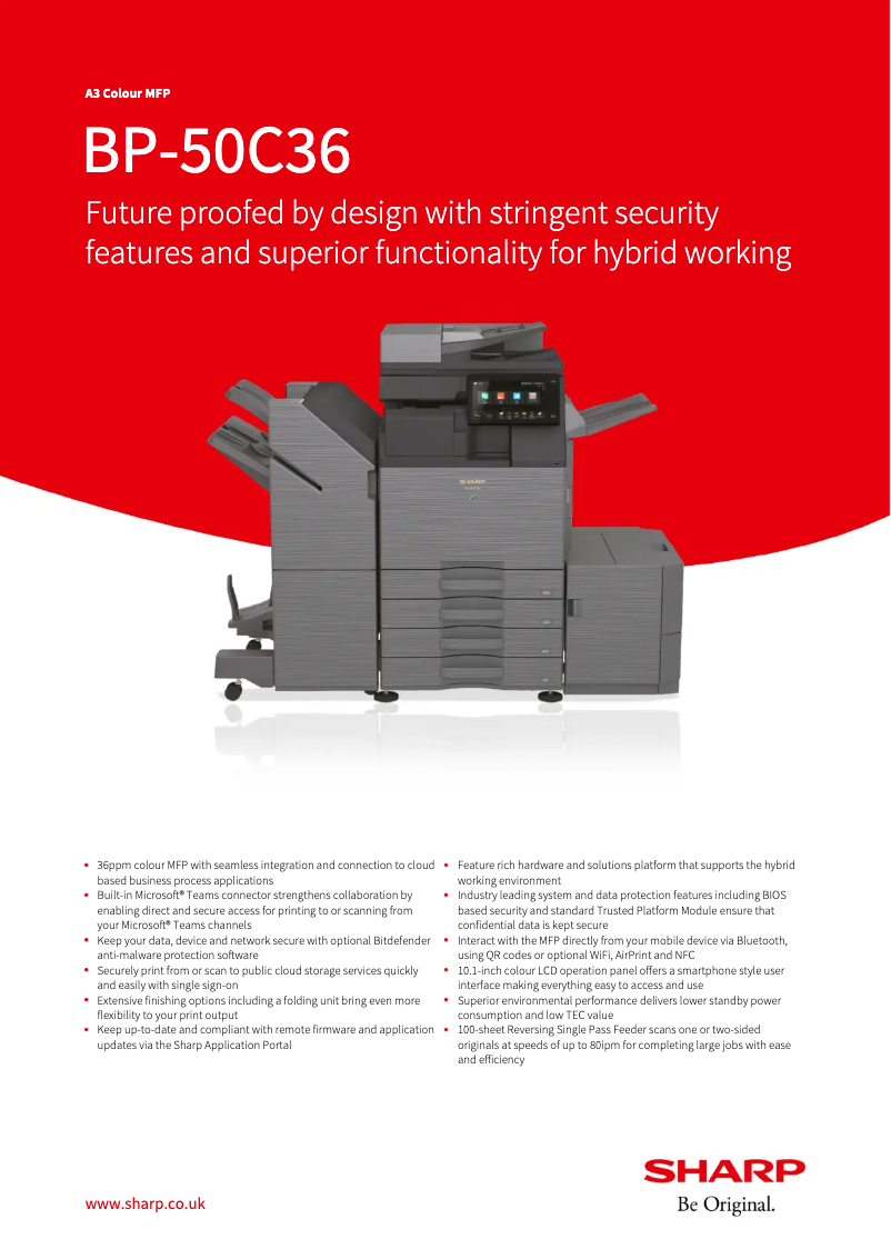 Page 1 de la notice Fiche technique Sharp BP-50C36