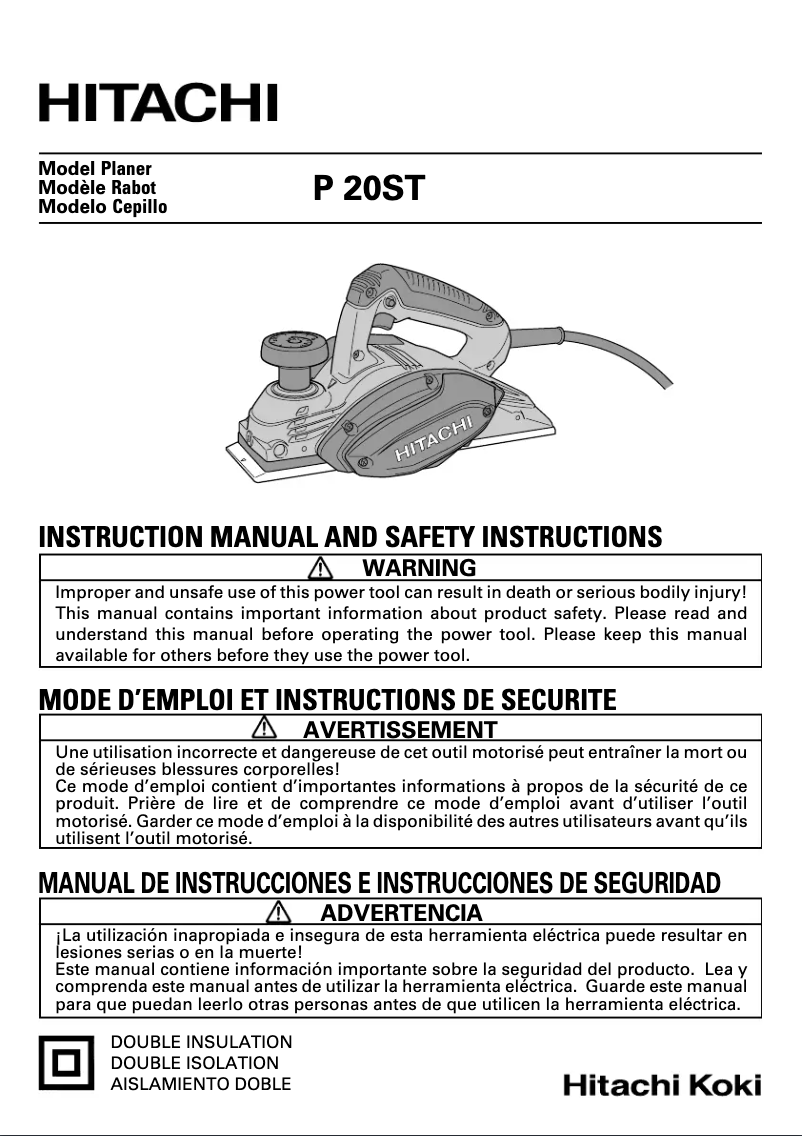 Page 1 de la notice Manuel utilisateur Hitachi P20ST