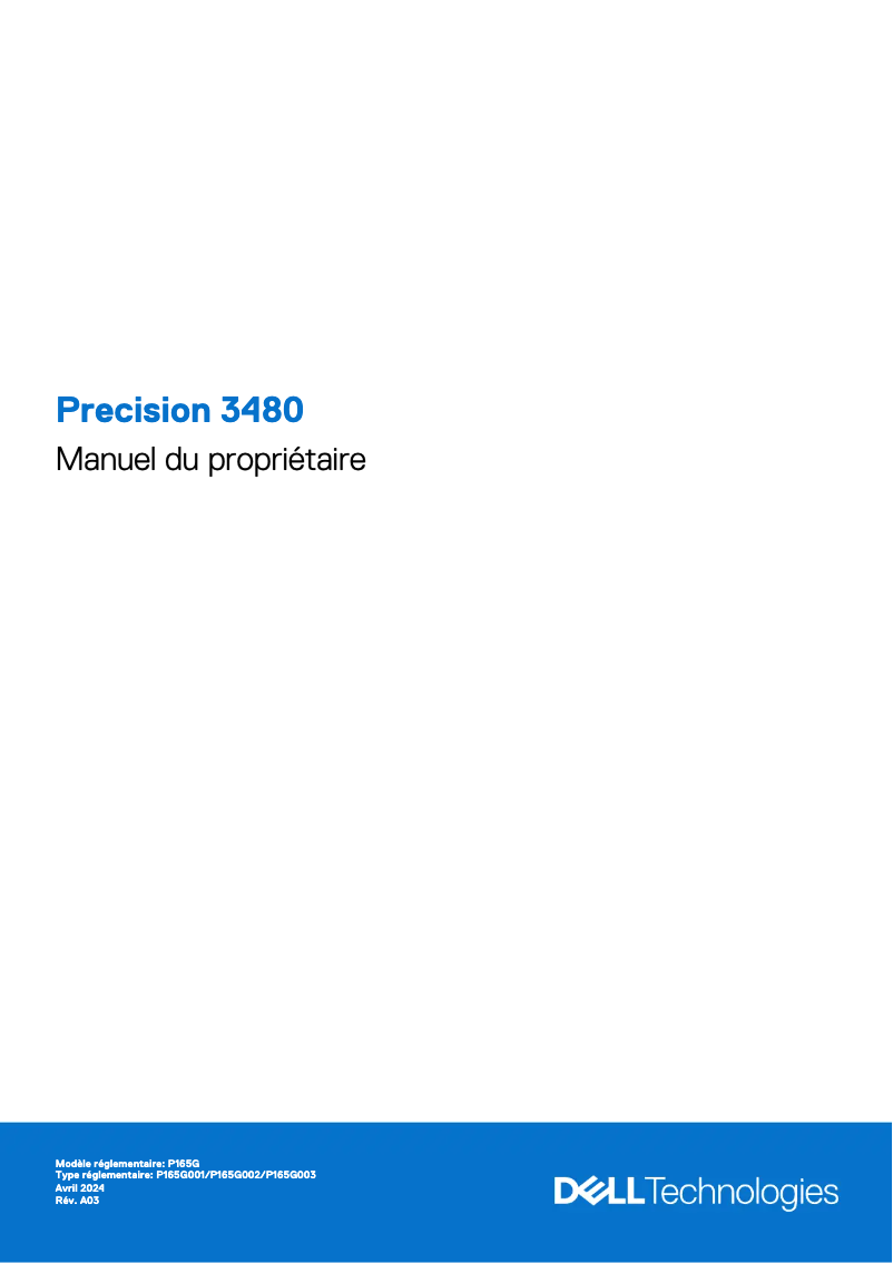 Page 1 de la notice Manuel utilisateur Dell Precision 3480