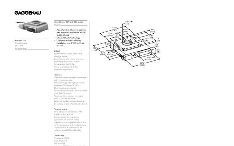 Page n°1 - Fiche technique Gaggenau AR403722
