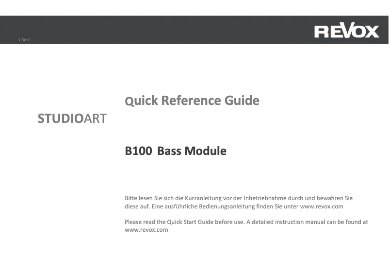 Page 1 de la notice Manuel utilisateur Revox Studioart B100