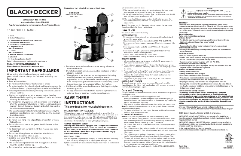 Image de la première page du manuel de l'appareil Sneak-A-Cup CM0915BKD