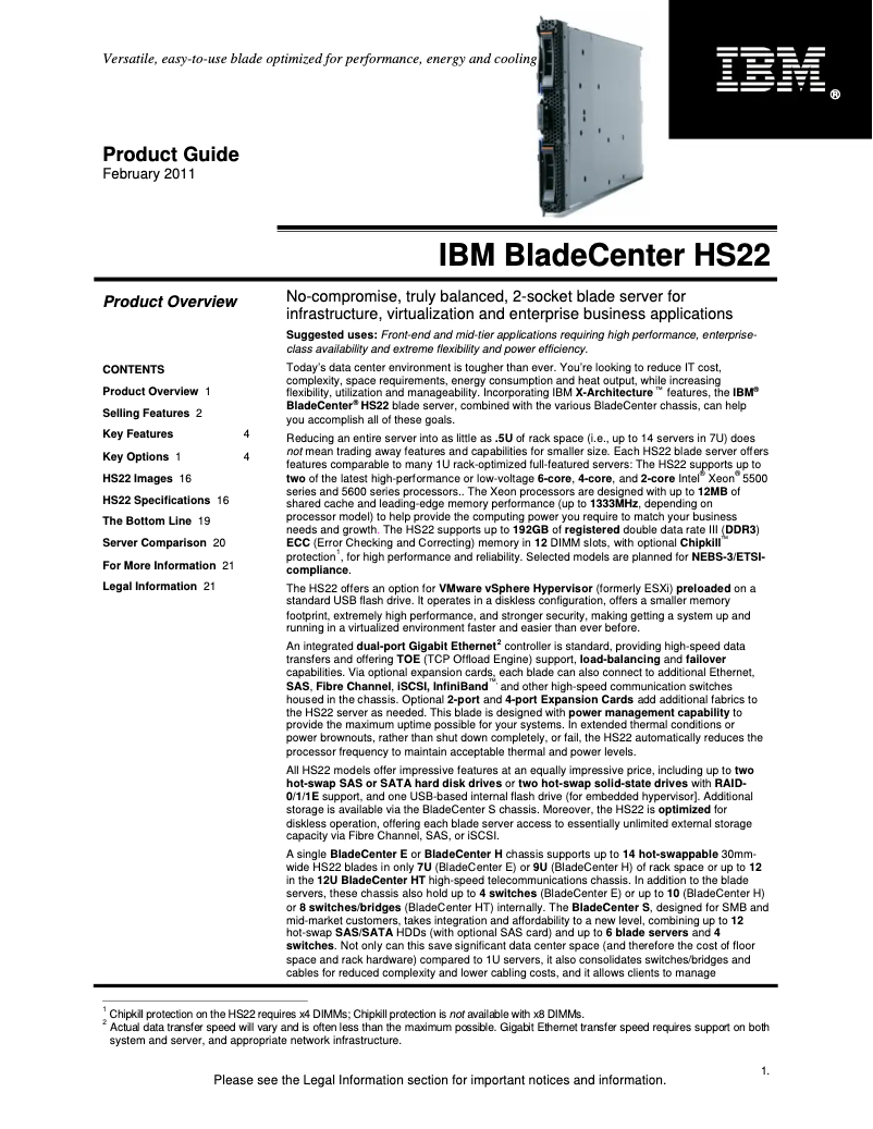 Page 1 de la notice Manuel utilisateur IBM eServer BladeCenter HS22